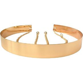 Live It Style It Womens Full Metal Waist Mirror Gold Silver Plate Waistband Belt in Saudi Arabia
