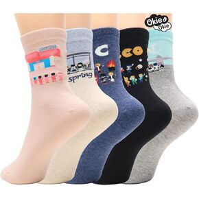 جوارب حريمي من أوكي أوكي - حيوان قطة كلب فن رسوم متحركة | هدايا الكريسماس للجوارب للنساء in Kuwait