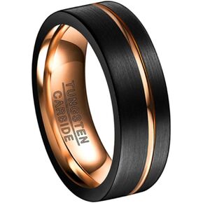 Corato Tungsten Rings for Men 8mm Rose Gold/Blue Grooved Rose Gold and Black/Browm/Blue Two Tone Wedding Band Size 5-14 in Kuwait