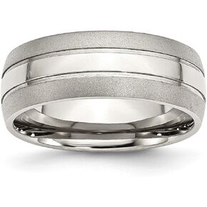 Solid Stainless Steel Grooved 8mm Men's Matte Brushed Finish and Wedding Band Ring in Kuwait
