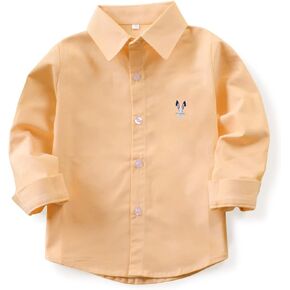 OCHENTA Big Boys' Long Sleeve Button Down Cute Rabbit Casual Dress Easter Shirt