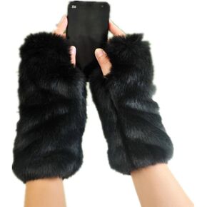 قفازات من الفرو بدون أصابع من LL-Partner - قفازات ناعمة من الفرو للنساء والفتيات in Kuwait