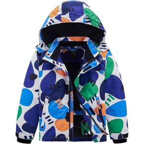 FREE SOLDIER Boys Girls Waterproof Ski Jacket Fleece Lined Warm Winter Snow Coat Kids Winter Jacket with Detachable Hood
