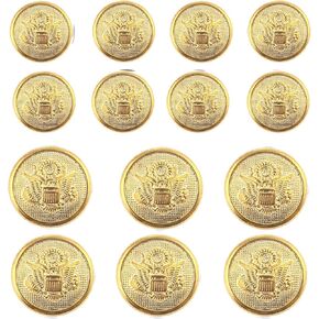 KENDANY 14 Pieces Metal Blazer Button Set - Eagle Badge - for Blazer, Suits, Sport Coat, Uniform, Jacket(Gold 14 Piece) in Kuwait