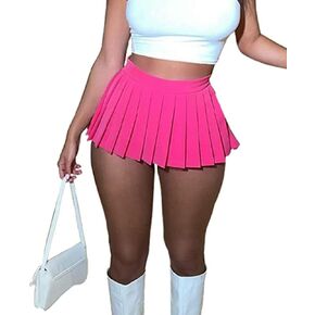 CCIGO Women's Y2k Girl High Waisted Pleated Tennis Skirt School Mini A-Line Skater Skirts