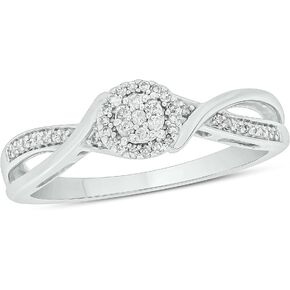 Cali Trove 925 Sterling Silver Diamond Cluster Halo Promise Ring for Women, 1/10ct White Diamonds & Black Diamonds. Promise Bridal Ring & Women’s Engagement Ring in 925 Silver. Diamond Ring for her