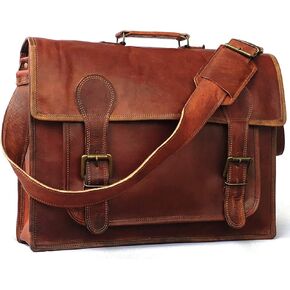 VINTAGE COUTURE 18 Inch Genuine Business Leather Laptop Messenger Bag (16 Inch Brown) in Kuwait