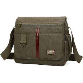 Sunsomen Canvas Messenger Bag Satchel Bag Crossbody Bag Shoulder Bag 14inch With Water Pocket in Kuwait