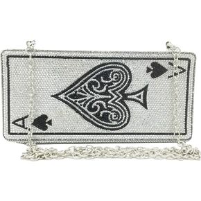 Novelty Poker Card Queen Evening Bags and Clutches for Women Crystal Clutch Bag Rhinestone Handbags Party Purse