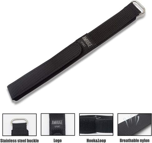 Hook & Loop Nylon Sport Watch Band-Waterproof Outdoor Watch Strap for Men or Women-Choice of Color & Width (18mm, 20mm, 22mm) in Kuwait