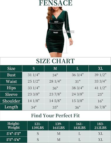 فستان نسائي من FENSACE برقبة على شكل حرف V وأكمام طويلة مخملي وحفلات الكوكتيل مكشكش in Kuwait