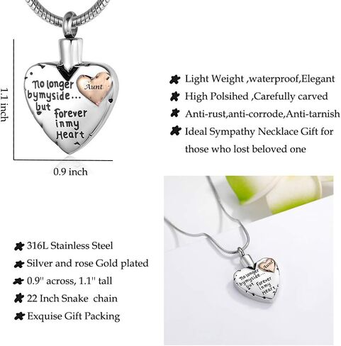 RIMZVIUX Cremation Jewelry for Ashes -No Longer By My Side Forever in My Heart Urn Pendant Necklace for Ashes Grandma Grandpa Mom Dad Papa Nana Brother Sister in Kuwait