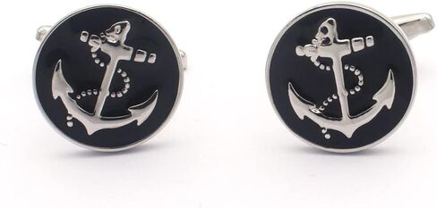 Black Anchor Cufflinks and Tie Clip Set, Nautical Cufflinks and Tie Clip in Saudi Arabia