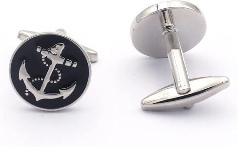 Black Anchor Cufflinks and Tie Clip Set, Nautical Cufflinks and Tie Clip in Saudi Arabia