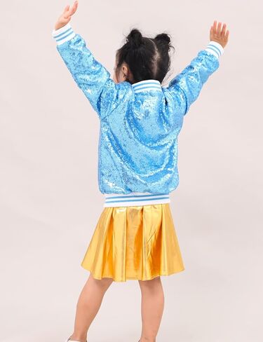 Girls Sequin Jackets Kids Boys Bomber Jacket Zip Up Coat Sparkle Outwear Birthday Clothes in Saudi Arabia