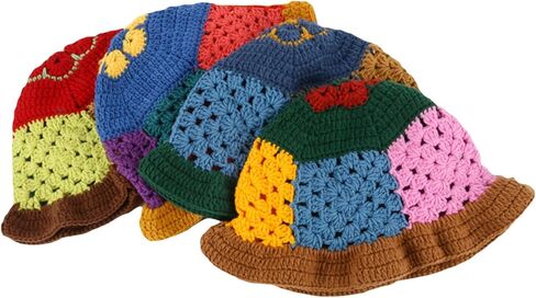 المرأة الكروشيه دلو قبعة زهرة نمط الجوف خارج صياد قبعات متماسكة الصيف اليدوية واسعة حافة قبعة الشمس بحر in Kuwait