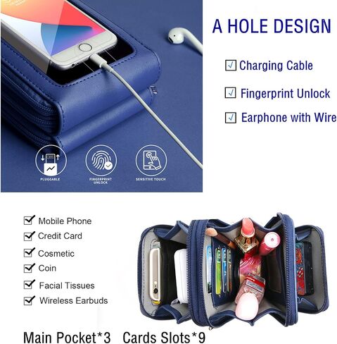Crossbody Cellphone Purse Women Touch Screen Bag RFID Blocking Wallet Handbag Shoulder Strap in Kuwait