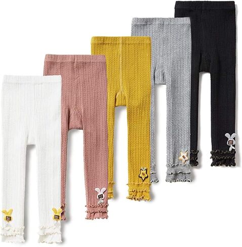 5 Pack Baby Little Girls Ruffle Lace Accessories Ankle Cable Knit Leggings Pants Kids Footless Tights Stocking in Saudi Arabia