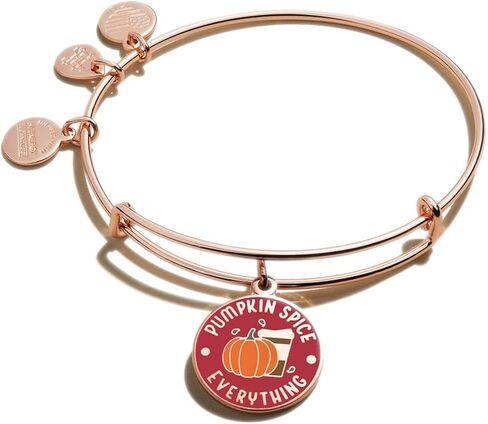 Alex and Ani Connections Expandable Bangle for Women, Pumpkin Spice Everything Charm, Shiny Rose Gold Finish, 2 to 3.5 in in Saudi Arabia