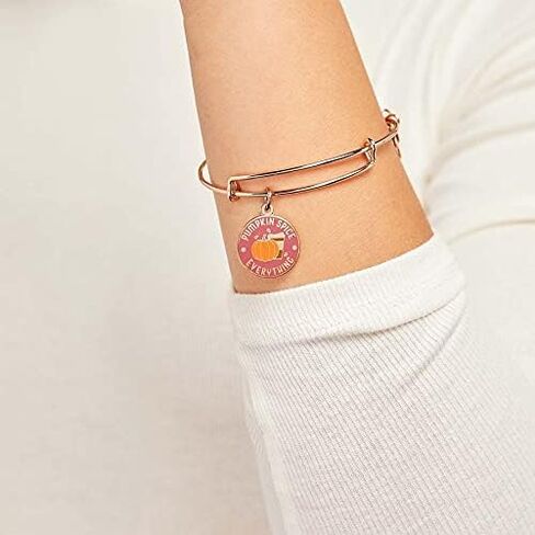 Alex and Ani Connections Expandable Bangle for Women, Pumpkin Spice Everything Charm, Shiny Rose Gold Finish, 2 to 3.5 in in Saudi Arabia