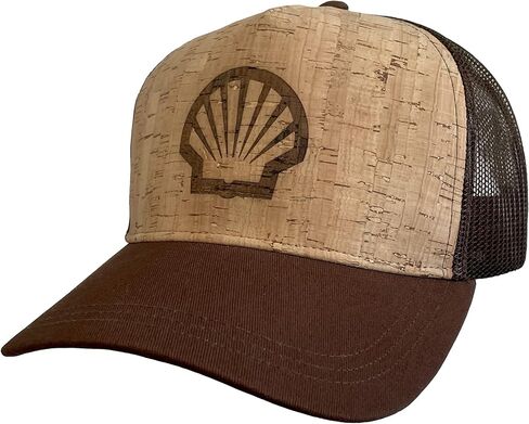 Shell Cork Trucker Hat Unisex Adjustable Cap with Polyester Mesh Back​ Brown in Kuwait
