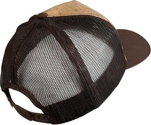 Shell Cork Trucker Hat Unisex Adjustable Cap with Polyester Mesh Back​ Brown in Kuwait