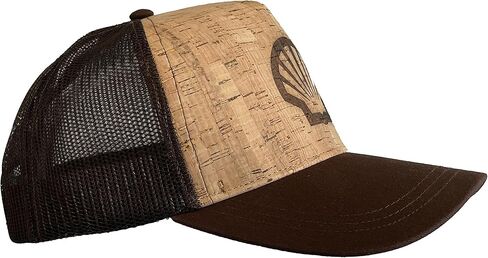 Shell Cork Trucker Hat Unisex Adjustable Cap with Polyester Mesh Back​ Brown in Kuwait