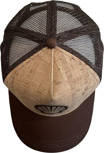 Shell Cork Trucker Hat Unisex Adjustable Cap with Polyester Mesh Back​ Brown in Kuwait