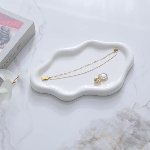 صينية مجوهرات من دي ال جيه زد جي سي، صينية على شكل سحابة لطيفة، صينية سيراميك، طبق حلي، صينية خواتم، صينية فانتي، صينية مفاتيح، صينية خواتم، هدية عيد ميلاد وعيد الام والكريسماس للنساء in Kuwait