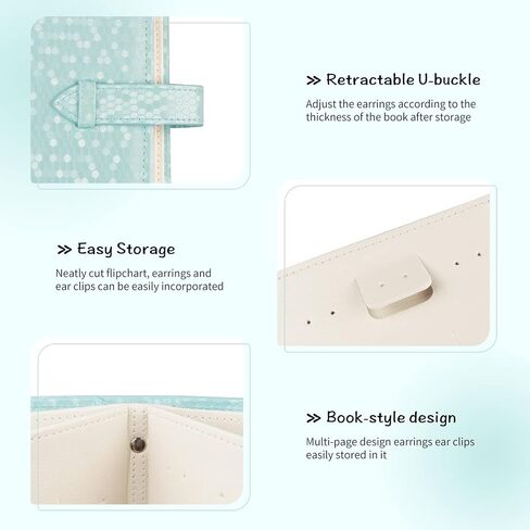 Fangoo Earring Organizer Book Design Earring حامل السفر مجوهرات تخزين حالة حامل صينية، قادرة على عقد 42 زوجا (الأزرق) in Kuwait