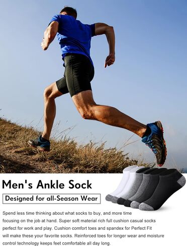 Hicarer 150 Pairs Men's Cushion Ankle Socks Breathable Casual Socks Comfort Men Low Cut Sock for Men Sports Outdoor Running in Kuwait