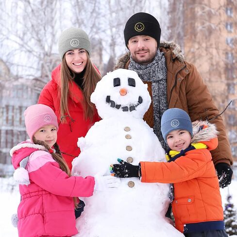 12 Pieces Knit Beanie Hat with Smile Face Embroidered Acrylic Soft Winter Hats Stretchy Smile Beanie Hats for Men Women in Saudi Arabia