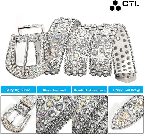 Rhinestone Belt, BB Belt Western Belts for Women & Men Cowboy, Cowgirl Belt, Diamond Studded Belt for Jeans, Dress & More in Kuwait