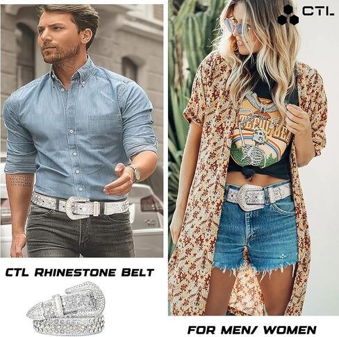 Rhinestone Belt, BB Belt Western Belts for Women & Men Cowboy, Cowgirl Belt, Diamond Studded Belt for Jeans, Dress & More in Kuwait
