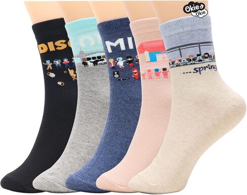 جوارب حريمي من أوكي أوكي - حيوان قطة كلب فن رسوم متحركة | هدايا الكريسماس للجوارب للنساء in Kuwait