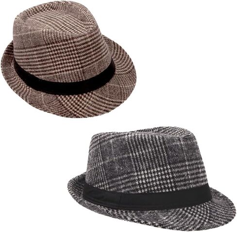 قبعة فيدورا للشتاء والخريف والربيع الثلاثية قبعة هومبورغ من اللباد 1920S قبعة رجل العصابات مانهاتن العتيقة in Kuwait