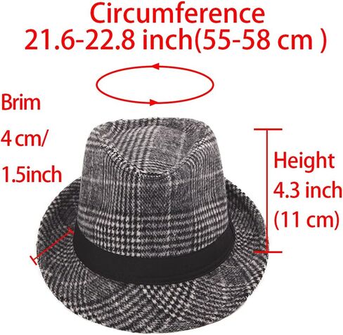 قبعة فيدورا للشتاء والخريف والربيع الثلاثية قبعة هومبورغ من اللباد 1920S قبعة رجل العصابات مانهاتن العتيقة in Kuwait
