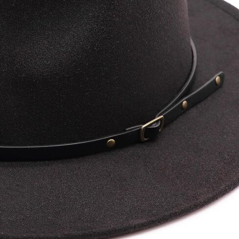 DRESHOW 2 Pack Fedora Hats for Women Men Unisex Fashionable Classic Wide Brim Womens Fedora Hat Felt Panama Hat with Belt Buckle in Saudi Arabia