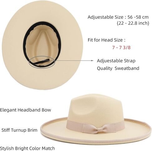 قبعة فيدورا كبيرة ذات حافة واسعة للنساء والرجال من اللباد من برو سيليا in Kuwait