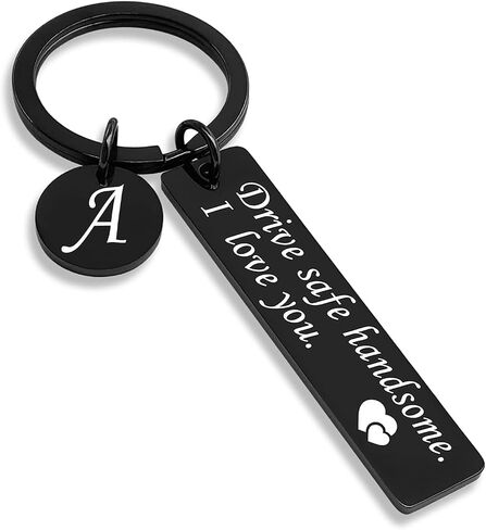 OUMILAN Drive Safe Keychain 26 Letters Keychain Gifts for Boyfriend Couple Husband Dad Birthday Valentines Day Gifts in Kuwait