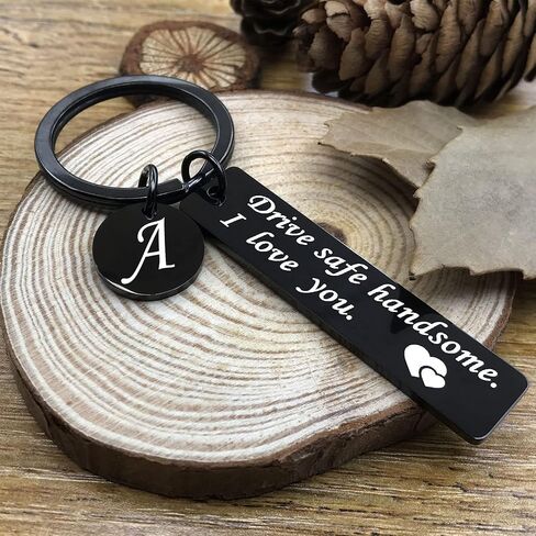 OUMILAN Drive Safe Keychain 26 Letters Keychain Gifts for Boyfriend Couple Husband Dad Birthday Valentines Day Gifts in Kuwait