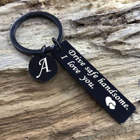 OUMILAN Drive Safe Keychain 26 Letters Keychain Gifts for Boyfriend Couple Husband Dad Birthday Valentines Day Gifts in Kuwait