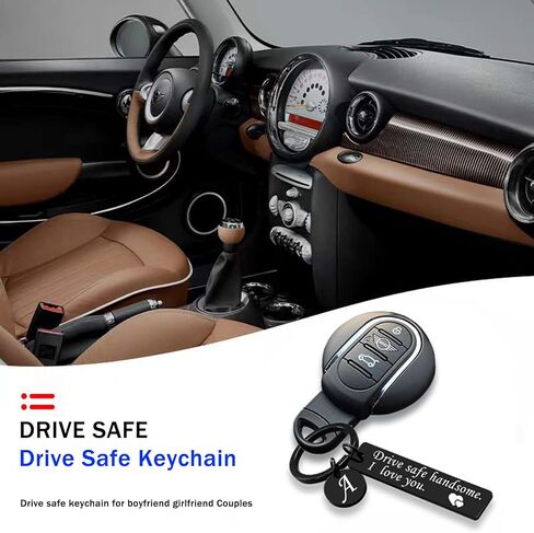 OUMILAN Drive Safe Keychain 26 Letters Keychain Gifts for Boyfriend Couple Husband Dad Birthday Valentines Day Gifts in Kuwait