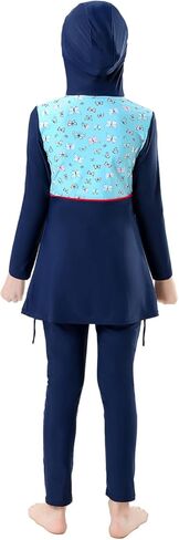 Girl Burkini Swimsuits Modest Muslim Islamic Long Sleeve Rash Guard Full Cover Top Skirted Swim Capris ​Swimwear Set in Saudi Arabia