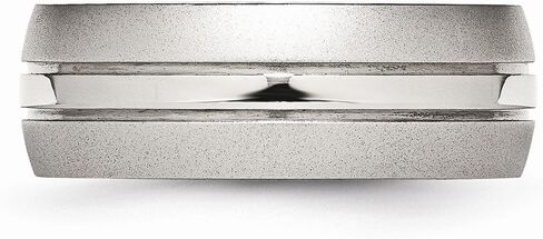 Solid Stainless Steel Grooved 8mm Men's Matte Brushed Finish and Wedding Band Ring in Kuwait