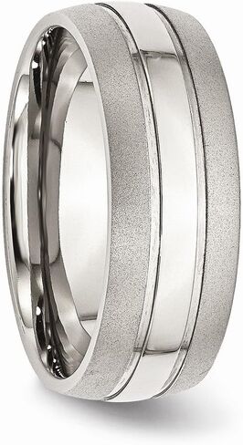Solid Stainless Steel Grooved 8mm Men's Matte Brushed Finish and Wedding Band Ring in Kuwait