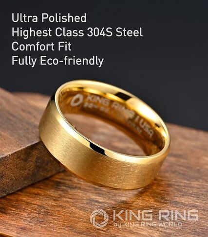 King Ring 4/6/8mm Basic Rings – Super Polished Matt Finish Mens Rings, Wedding Bands for Men & Women – Designed in USA in Kuwait