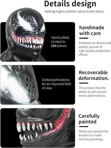 CHAALLTHION TOYS Venom Mask أقنعة اللاتكس التنكرية لقناع الهالوين in Kuwait