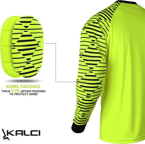 Kalci Soccer Goalie Shirt, Padded Goalkeeper Jersey, Youth/Adult & Kids Sizes, Long Sleeve Football Padded Shirt Mens in Kuwait