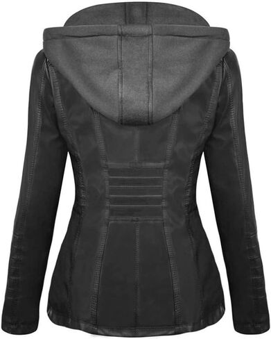 Newbestyle Faux Leather Jacket for Women Casual Moto Biker Jacket Quilted Full-Zip Coat in Saudi Arabia